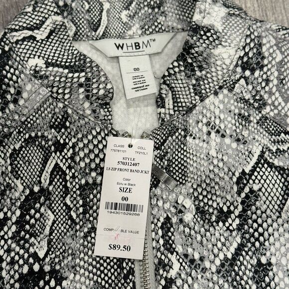 New With Tags! White House Black Market Snakeskin Print Moto Zip Up Jacket WHBM - Picture 2 of 5